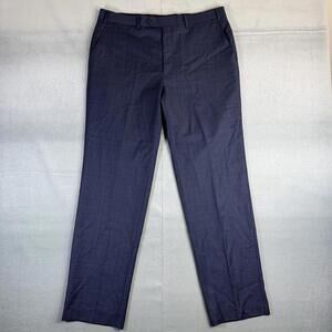 Lauren Ralph Lauren Dress Pants Mens 36x32 Blue Plaid Wool Blend Flat Front